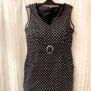 Author S Levine Dress: Tahari. Gold tone embellishment. Zips in back.